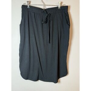 Zenana Elastic Waist Knee Length Black Skirt w/ Pockets sz XL